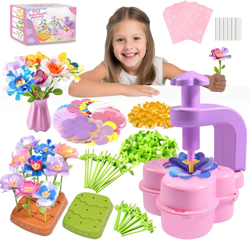GPPNKC Flower Bouquet Craft Kit Flowers Market Toy Educational Toys Fun DIY Activity Set Christmas Birthday Gift for 4 5 6 7 8+ Year Old Girls and Boys - Image 1
